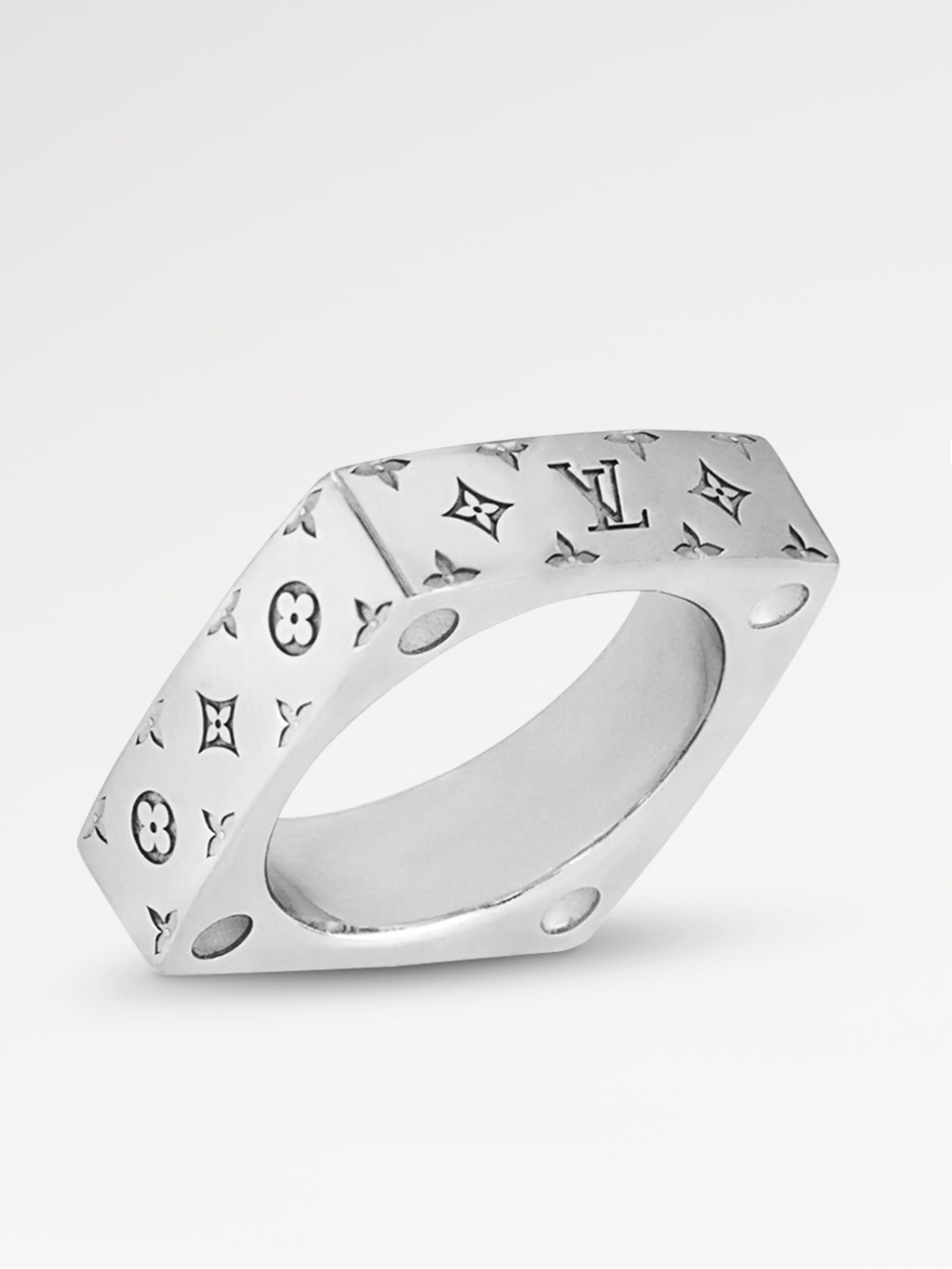 Louis Vuitton Monogram Bold Ring in silver-tone metal